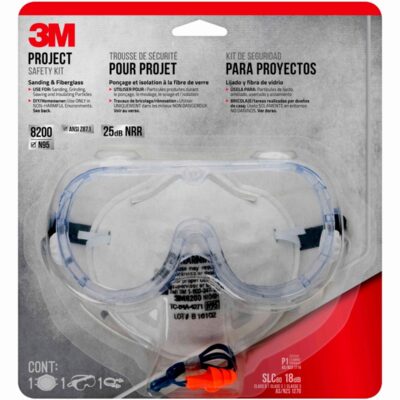 3M™ Kit de seguridad del proyecto 93005-80030, 1 respirador/ 1 tapón para los oídos y 1 gafas de seguridad/Paquete