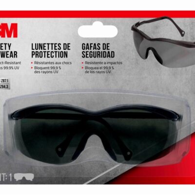 3M™ Gafas de seguridad 90969H1-C, Negro y Lente gris, Antirasguño, 10/Paquete
